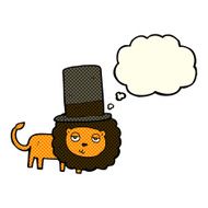 cartoon lion in top hat with thought bubble N6