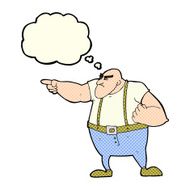 cartoon angry tough guy pointing with thought bubble N4