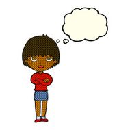 cartoon woman with crossed arms thought bubble N23