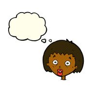 cartoon shocked woman with thought bubble N52