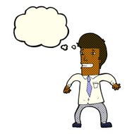 cartoon nervous businessman with thought bubble N4
