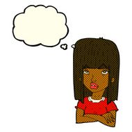 cartoon girl with folded arms thought bubble N6