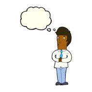 cartoon nervous man with thought bubble N76
