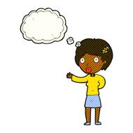 cartoon waving woman with thought bubble N81