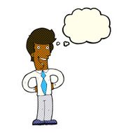 cartoon happy man with thought bubble N256