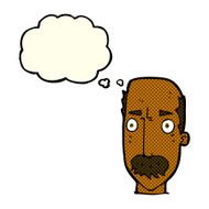 cartoon annoyed old man with thought bubble N38