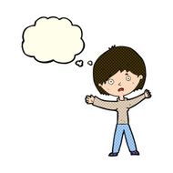 cartoon worried woman with thought bubble N44