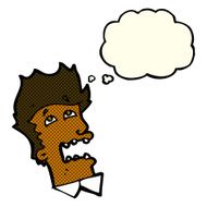 cartoon frightened man with thought bubble N48