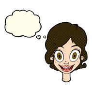 cartoon happy woman with thought bubble N142