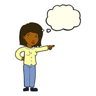 cartoon woman pointing with thought bubble N117