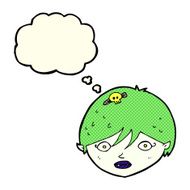 cartoon vampire face with thought bubble N18