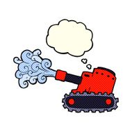 cartoon army tank with thought bubble N3