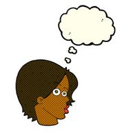 cartoon female face with thought bubble N76