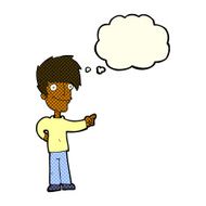 cartoon man pointing with thought bubble N101