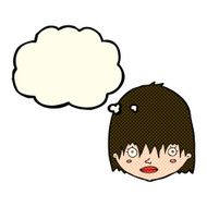 cartoon staring woman with thought bubble N27