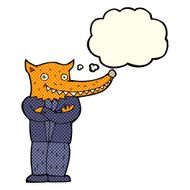cartoon fox man with thought bubble N30