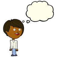 cartoon happy surprised boy with thought bubble N6