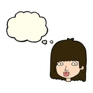 cartoon surprised woman with thought bubble N137