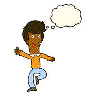 cartoon man dancing with thought bubble N5