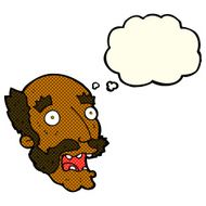 cartoon shocked old man with thought bubble N16