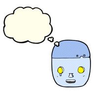 cartoon robot head with thought bubble N29