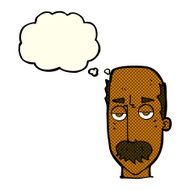 cartoon bored old man with thought bubble N11