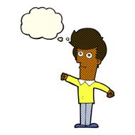 cartoon man punching with thought bubble N6