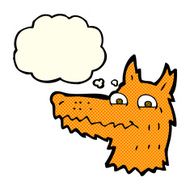 cartoon fox head with thought bubble N9