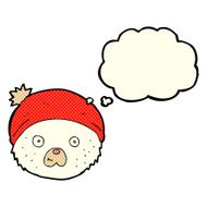 cartoon teddy bear face with thought bubble N6
