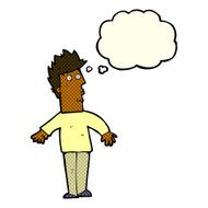 cartoon surprised man with thought bubble N77