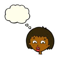 cartoon shocked expression with thought bubble N11