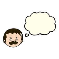 cartoon man with mustache thought bubble N46