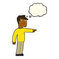 cartoon man pointing with thought bubble N103