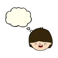 cartoon happy face with thought bubble N30