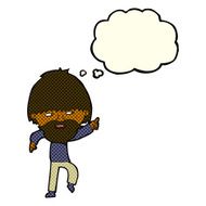 cartoon bearded man pointing and laughing with thought bubble N5