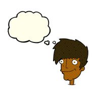 cartoon smiling man with thought bubble N16