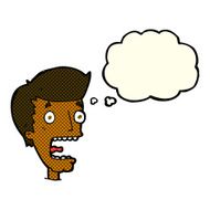 cartoon terrified man with thought bubble N126