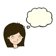 cartoon happy female face with thought bubble N101