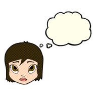 cartoon female face with thought bubble N78