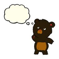cartoon curious black bear with thought bubble N2