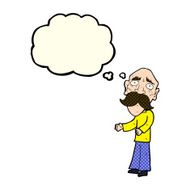 cartoon lonely old man with thought bubble N6