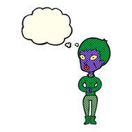 cartoon zombie girl with thought bubble N7