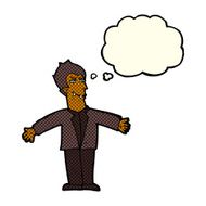 cartoon vampire man with open arms thought bubble N6