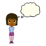 cartoon shy girl with thought bubble N6