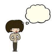 cartoon surprised woman with thought bubble N139