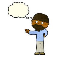 cartoon bearded man pointing with thought bubble N6