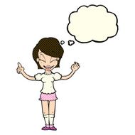 cartoon pretty girl with idea thought bubble N14