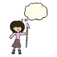 cartoon woman with harpoon thought bubble N6