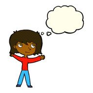 cartoon happy girl with thought bubble N53