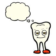 cartoon smiling tooth with thought bubble N6